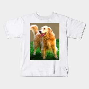 Golden Retriever Happy Dog Kids T-Shirt